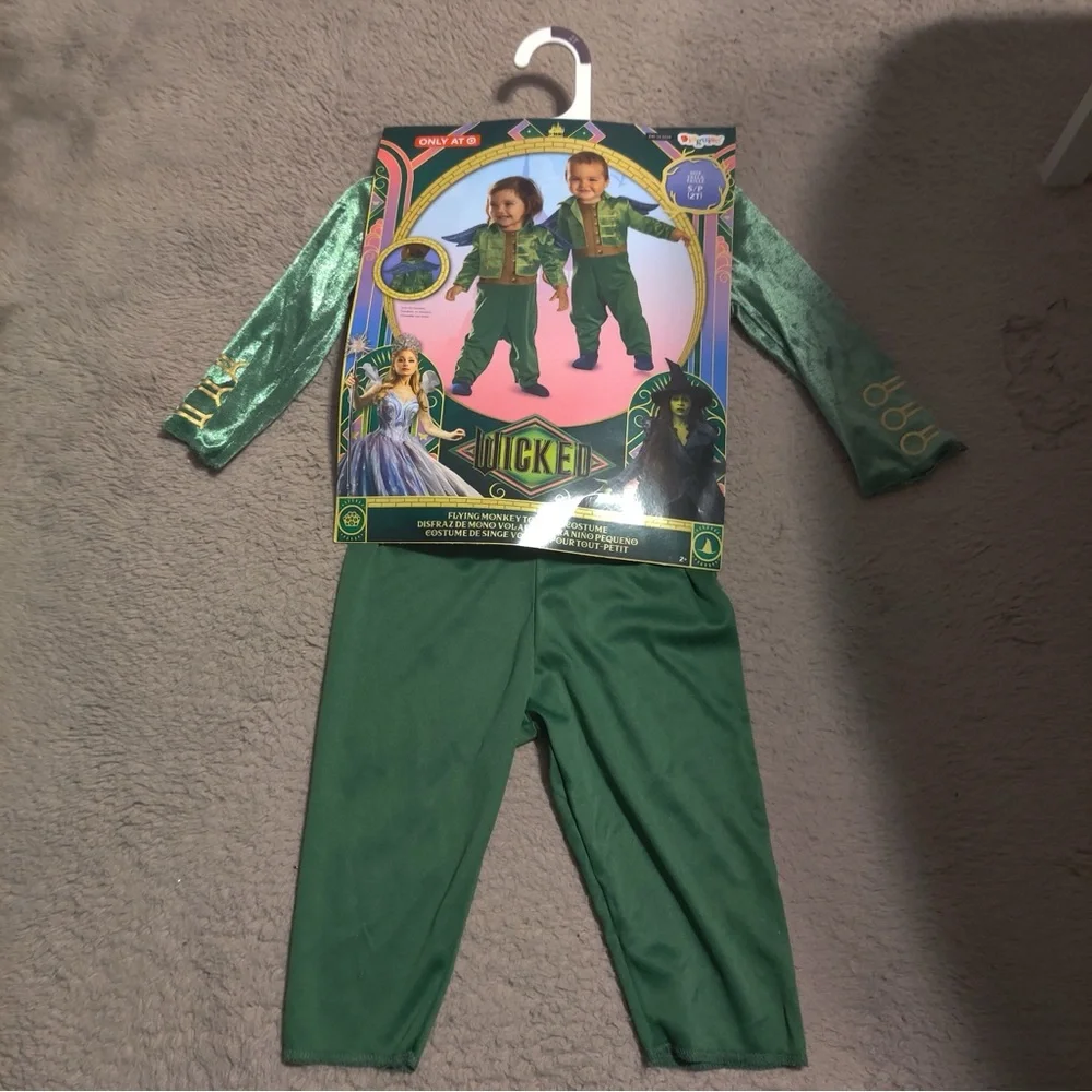 NBC Universal Wicked Flying Monkey Toddler Costume Jumpsuit Detachable Wings 2T